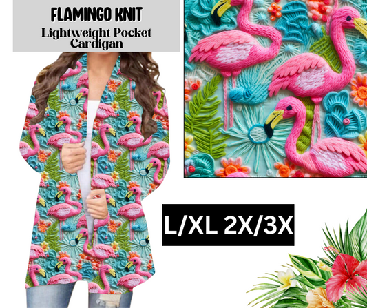 Flamingo Knit Pocket Cardigan