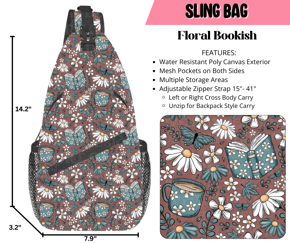 Floral Bookish Sling Bag
