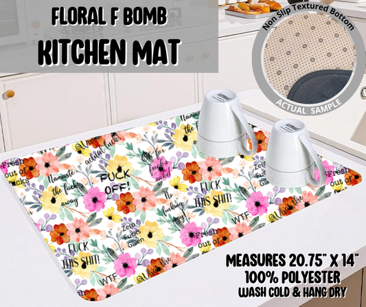 Floral F Bomb Kitchen Mat