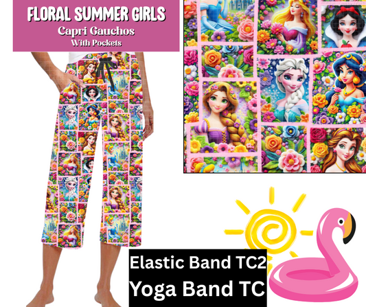 Floral Summer Girls Capri Gauchos