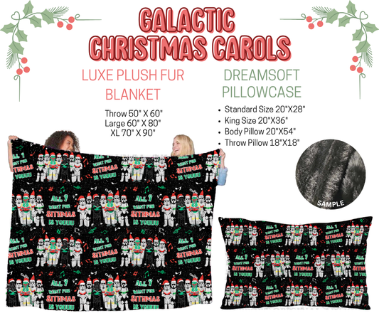 Preorder! Closes 9/3. ETA Dec. Galactic Christmas Carols Luxe Plush Fur Blanket and/or DreamSoft Pillowcase