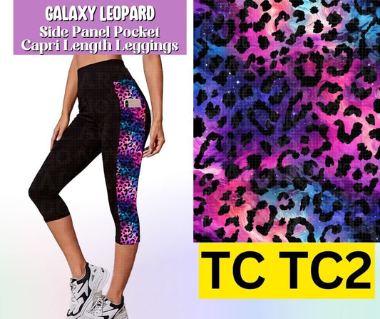 Galaxy Leopard Side Panel Pocket Capri Length Leggings