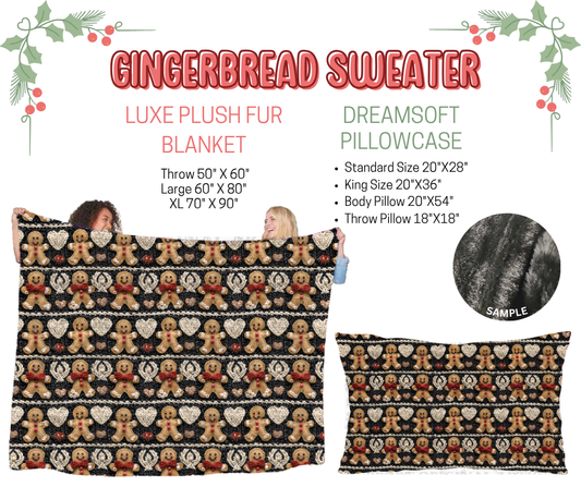 Preorder! Closes 9/3. ETA Dec. Gingerbread Sweater Luxe Plush Fur Blanket and/or DreamSoft Pillowcase