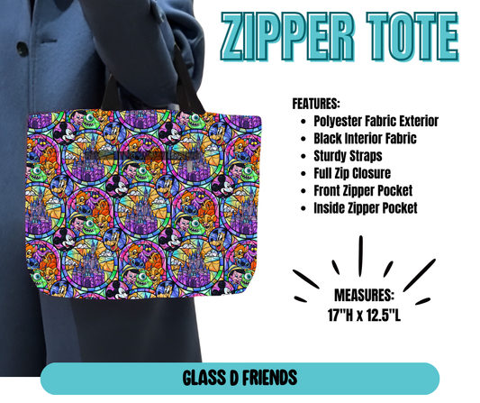 Glass D Friends Zipper Tote