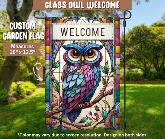 Glass Owl Welcome Garden Flag