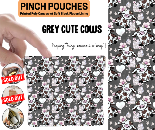 Grey Cute Cows Pinch Pouches