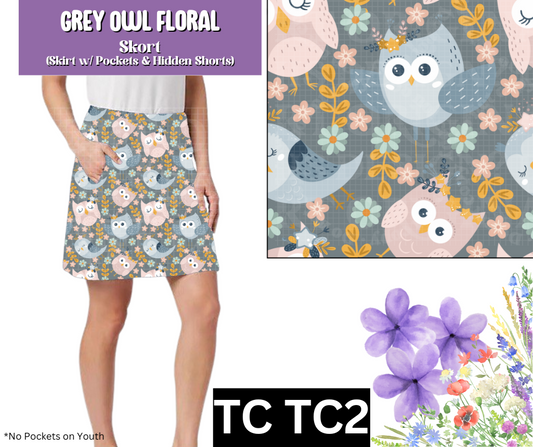 Grey Owl Floral Skort