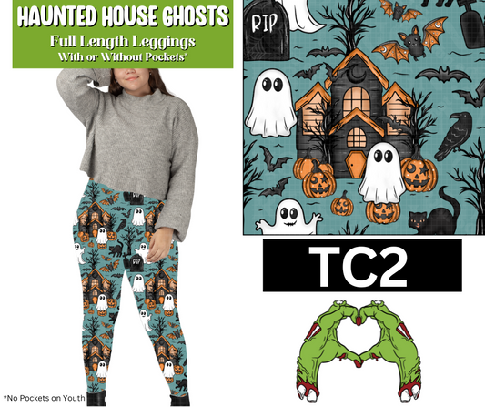 Haunted House Ghosts Full Length Leggings w/ Pockets