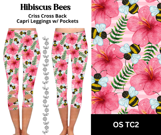 Hibiscus Bees Criss Cross Capri w/ Pockets