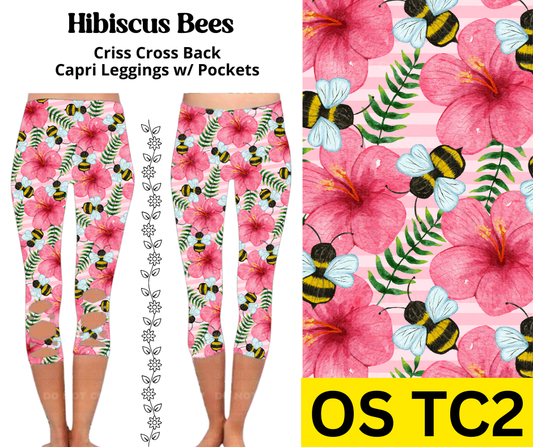 Hibiscus Bees Criss Cross Capri w/ Pockets