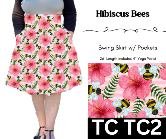 Hibiscus Bees Swing Skirt