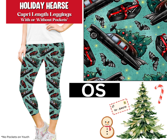 Holiday Hearse Capri Length Leggings w/ Pockets