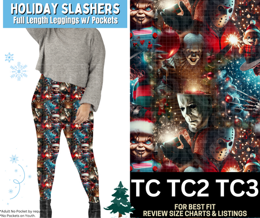 Holiday Slashers Leggings Choose Fleece or Traditional