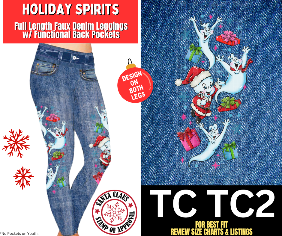 Holiday Spirits Full Length Faux Denim w/ Side Leg Designs