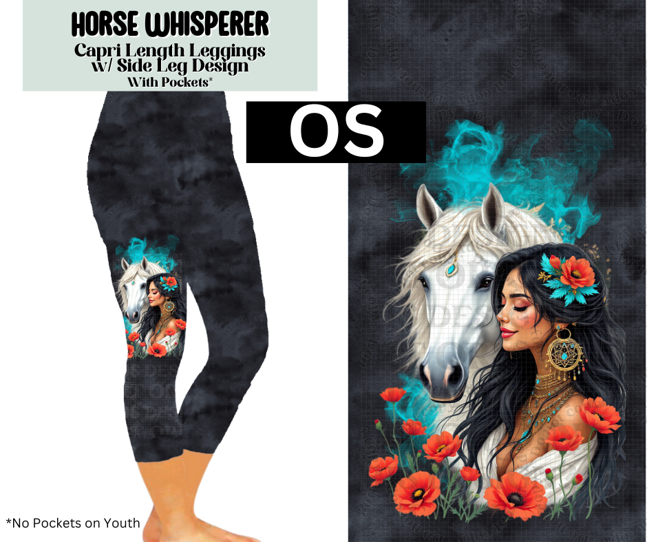 Horse Whisperer Capri Leggings w/ Side Leg Designs