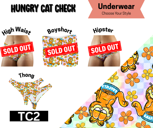 Hungry Cat Check Thong Underwear