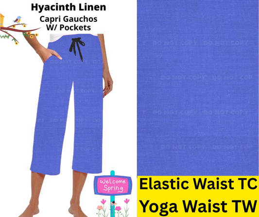 Hyacinth Linen Capri Gauchos