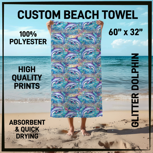 B9TW - Glitter Dolphin Beach Towel - Preorder Closing 6/2 ETA: Early August