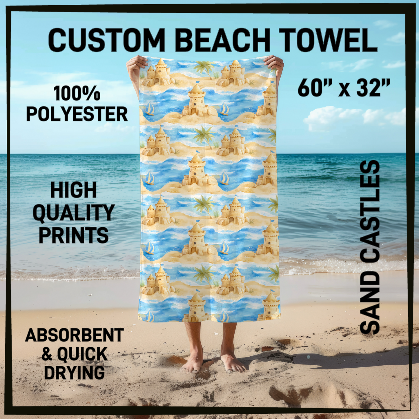 B9TW - Sand Castles Beach Towel - Preorder Closing 6/2 ETA: Early August