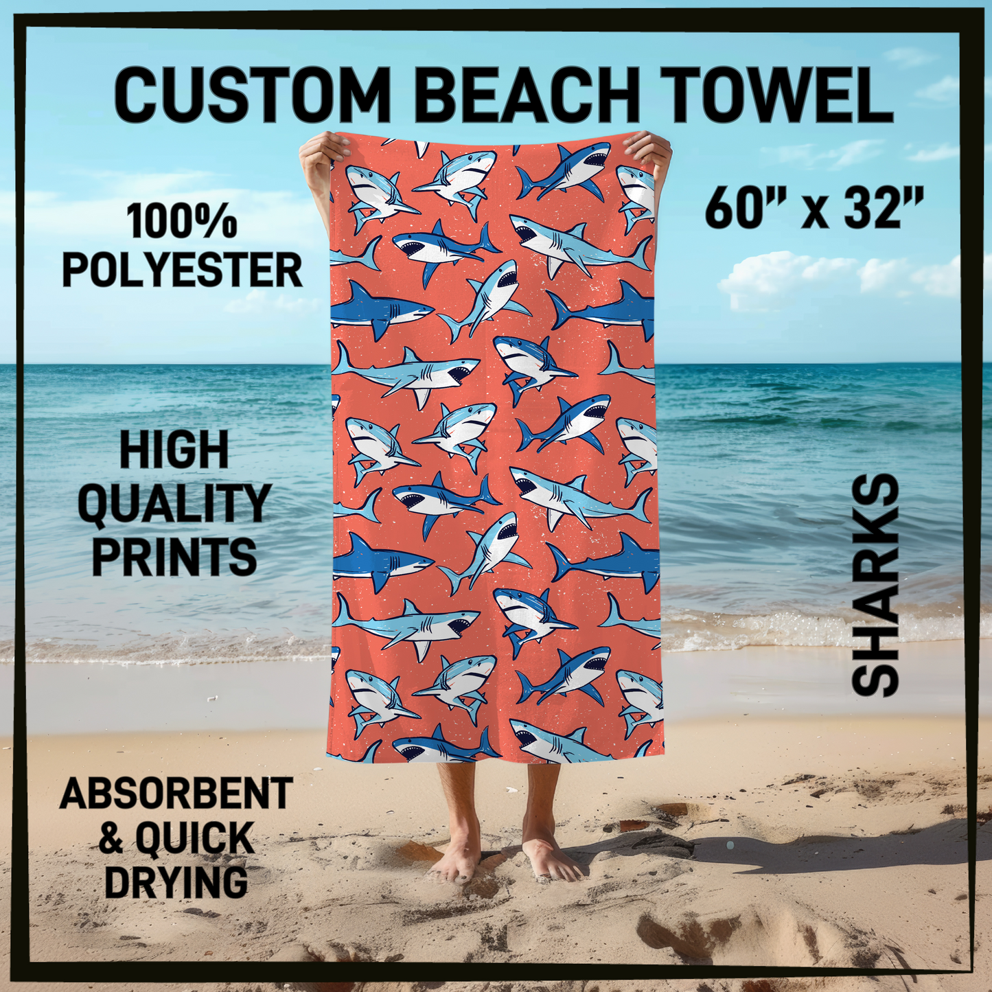 B9TW - Sharks Beach Towel - Preorder Closing 6/2 ETA: Early August