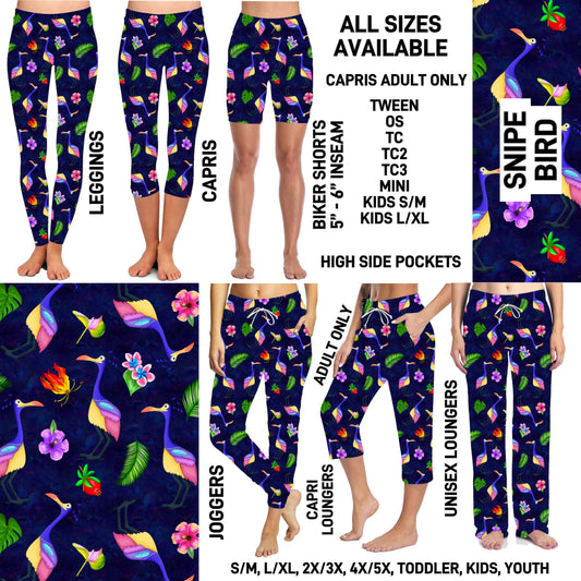 263BT - Snipe Bird Biker/Capris/Leggings with High Side Pockets - Preorder ETA: Late Oct