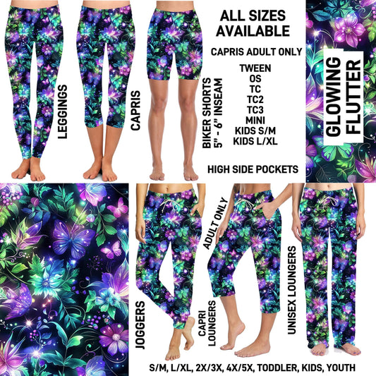 263BT - Glowing Flutter Biker/Capris/Leggings with High Side Pockets - Preorder ETA: Late Oct
