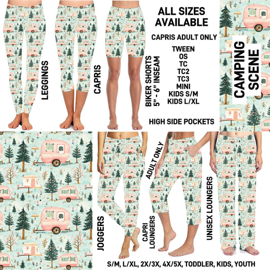 263BT - Camping Scene Unisex Full Joggers/Full/Capri Loungers - Preorder ETA: Late Oct