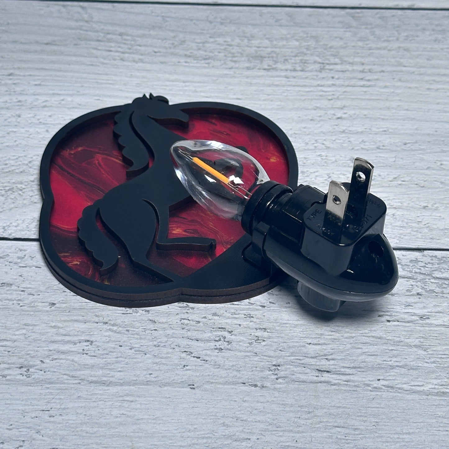 Year of the Horse Handmade Night Light LED Shatterproof bulb Hand Painted Details