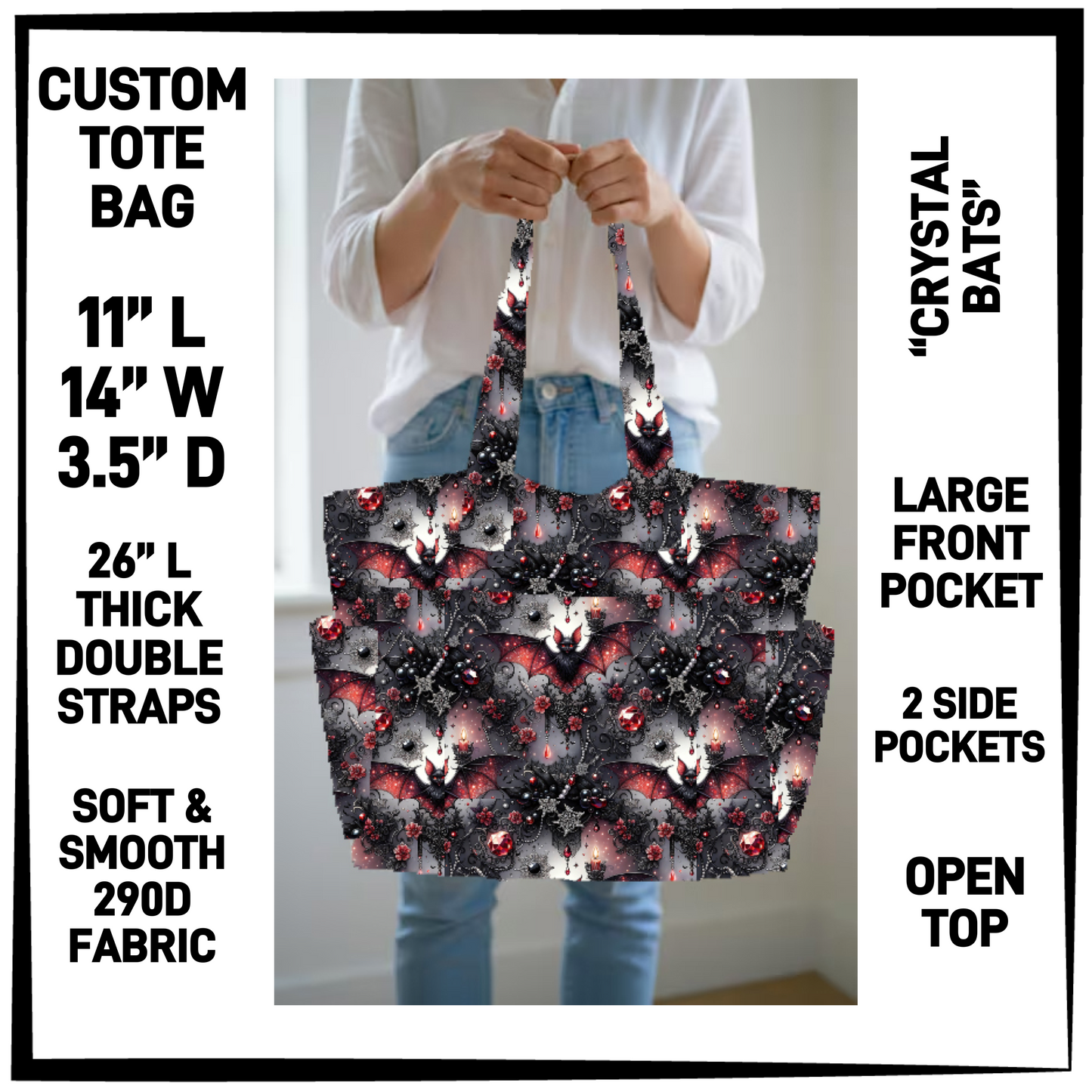 N2TB - Crystal Bats Custom Tote Bag - Preorder Closing 7/22 ETA: Late Sept