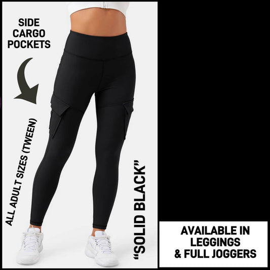 C5GO - Solid Black Leggings/Unisex Joggers with Cargo Pockets - Preorder ETA: Late Dec