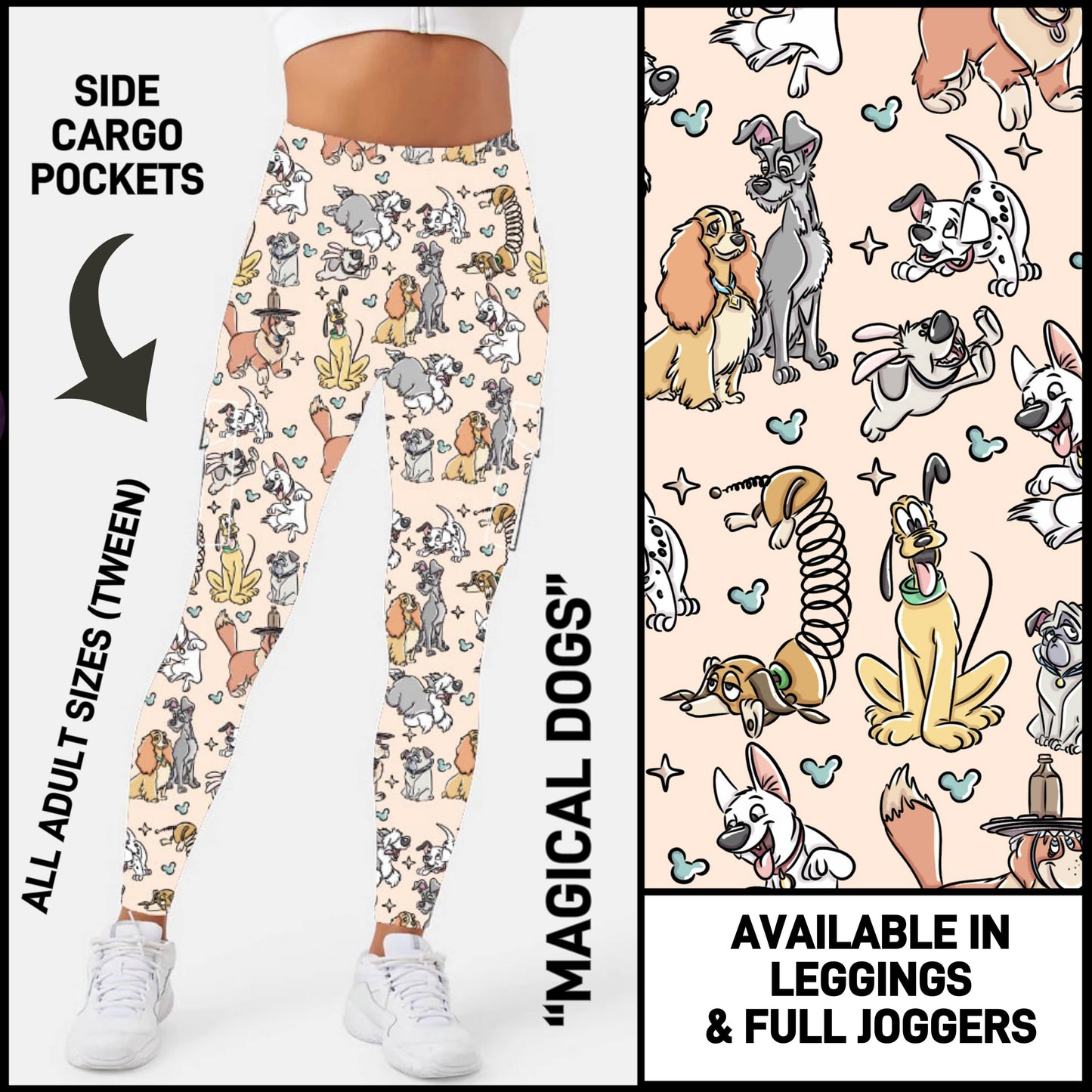 C5GO - Magical Dogs Leggings/Unisex Joggers with Cargo Pockets - Preorder ETA: Late Dec