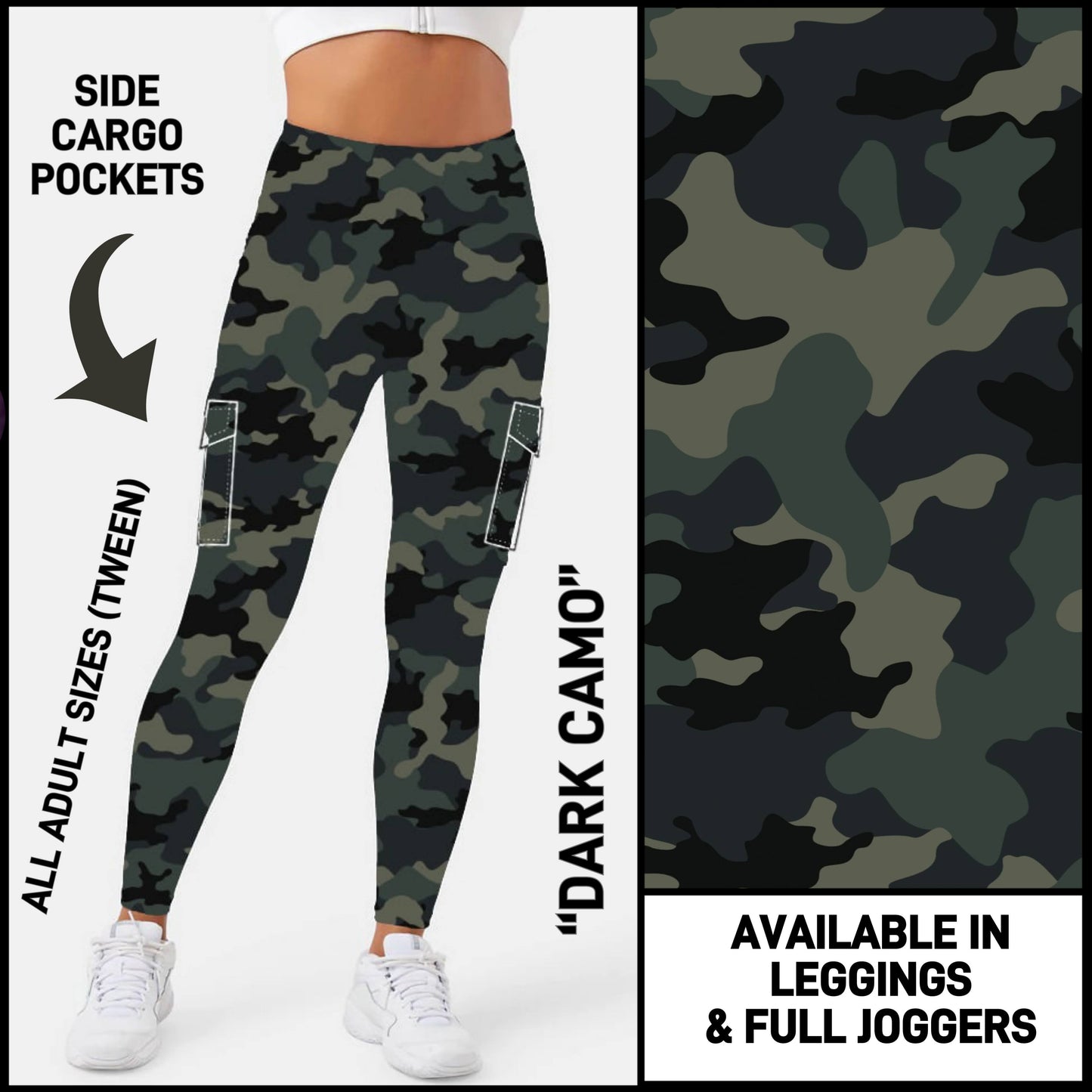 C5GO - Dark Camo Leggings/Unisex Joggers with Cargo Pockets - Preorder ETA: Late Dec