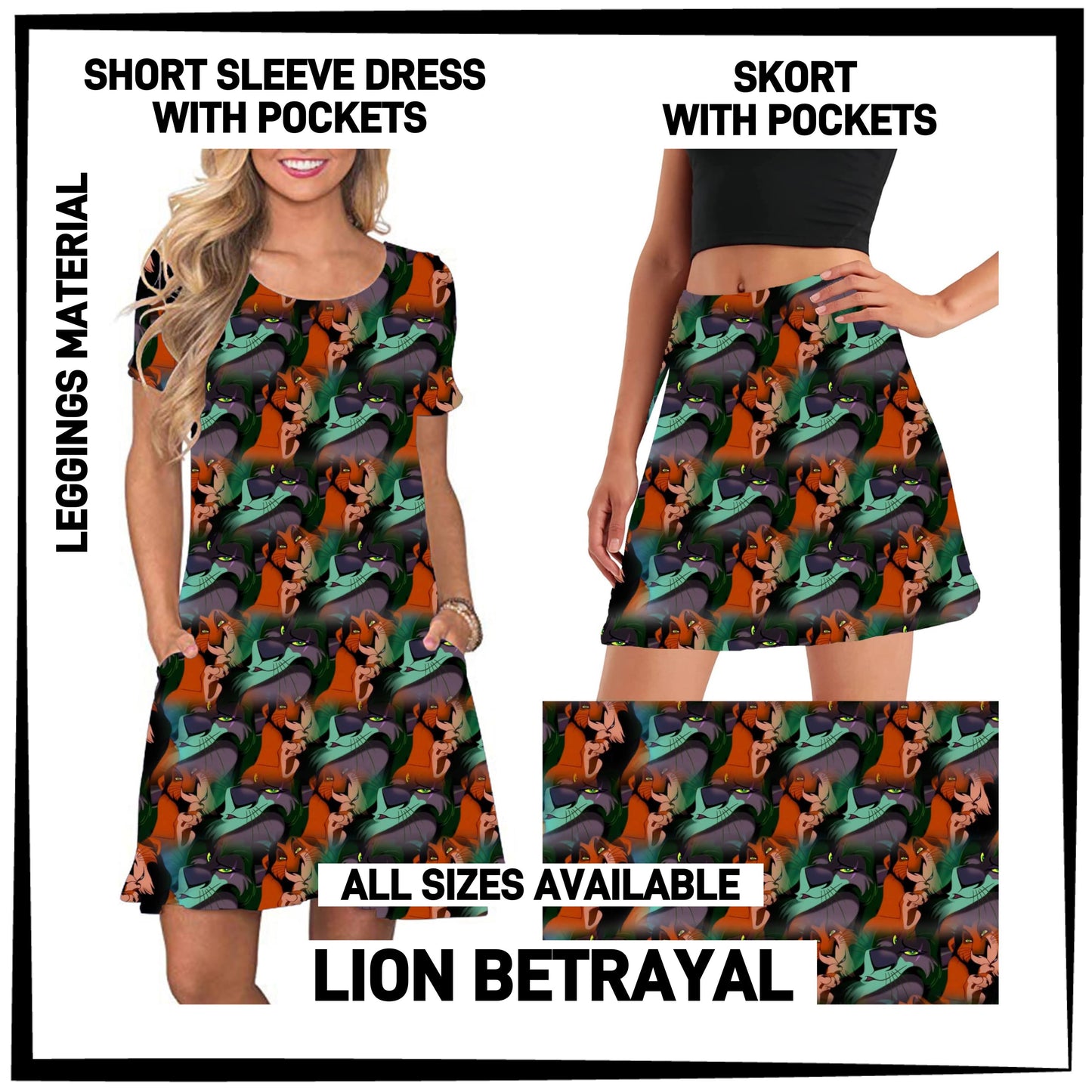 270BT - Lion Betrayal Sleeve Pocket Dress/Skort with Pockets - Preorder ETA: Early Jan