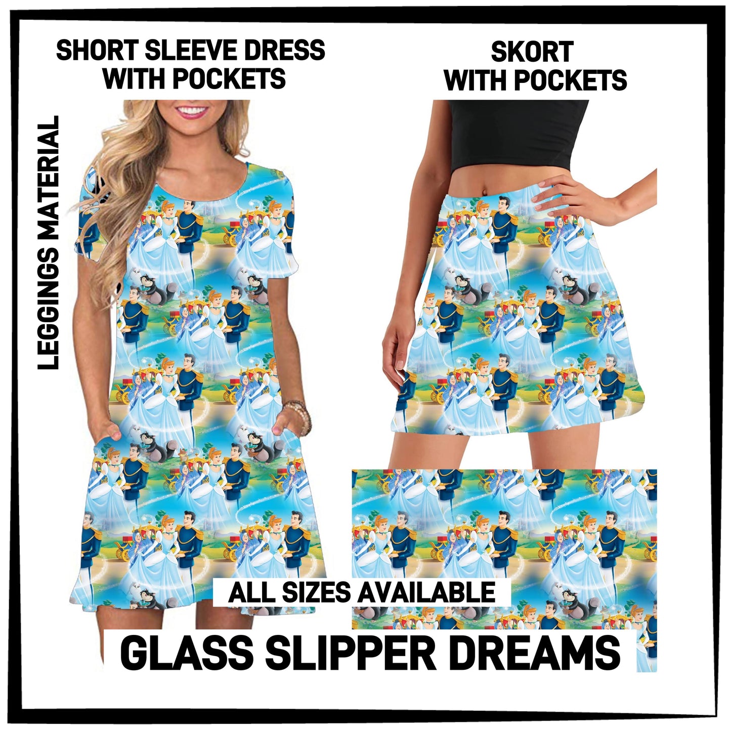270BT - Glass Slipper Dreams Sleeve Pocket Dress/Skort with Pockets - Preorder ETA: Early Jan
