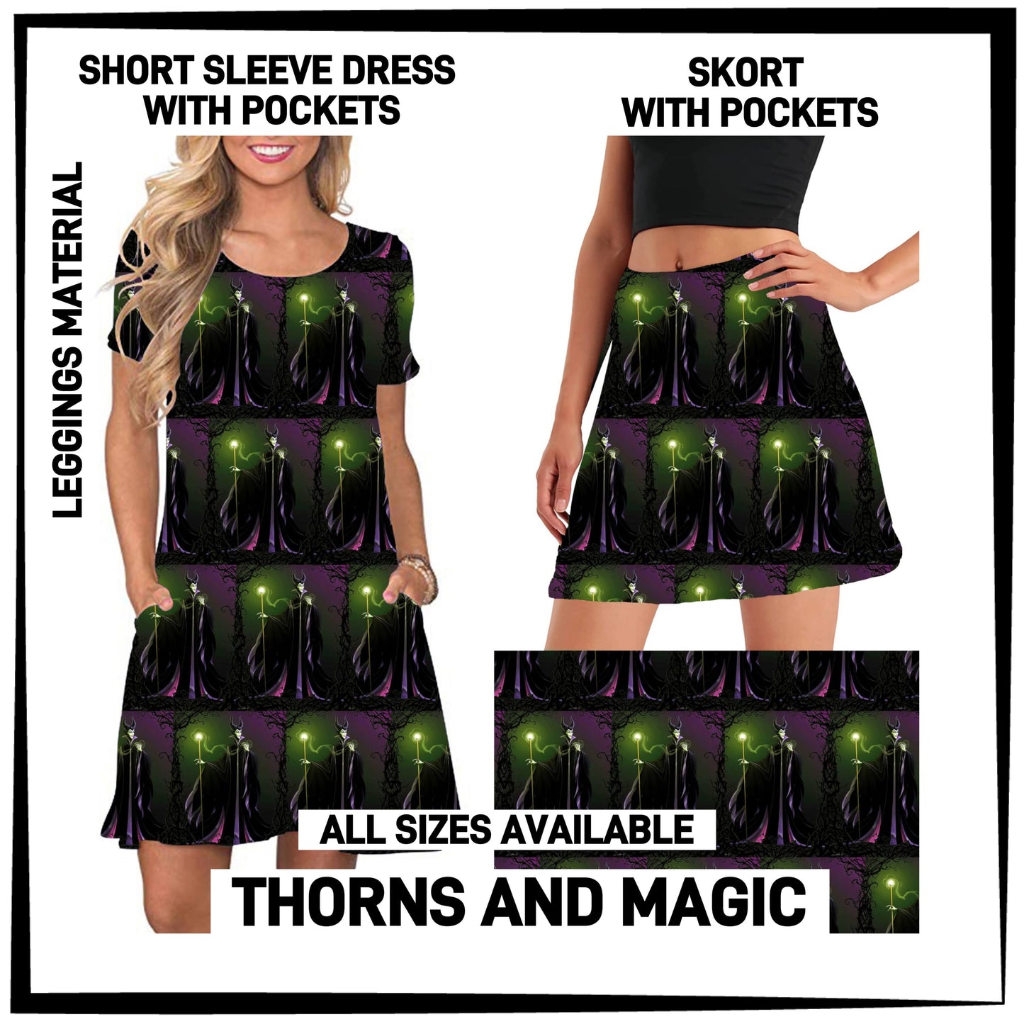 270BT - Thorns and Magic Sleeve Pocket Dress/Skort with Pockets - Preorder ETA: Early Jan