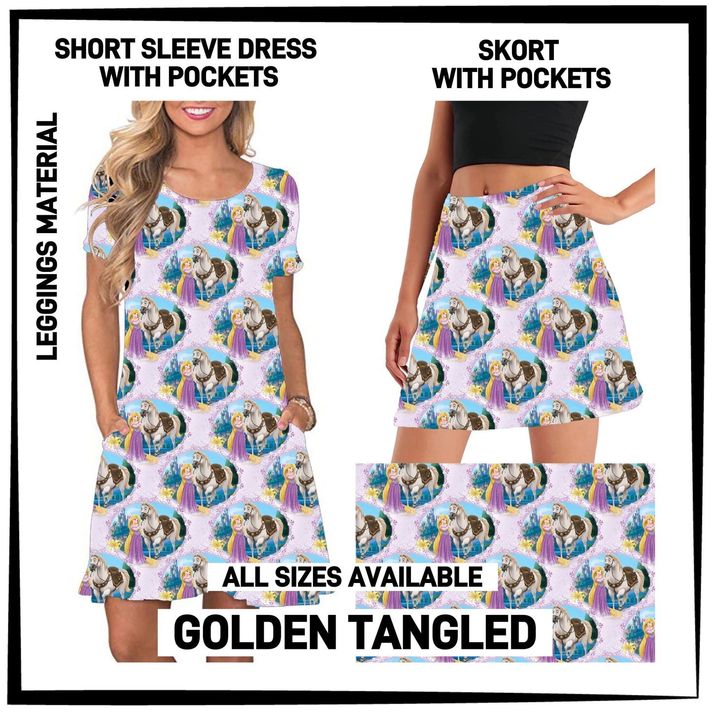 270BT - Golden Tangled Short Sleeve Pocket Dress/Skort with Pockets - Preorder ETA: Early Jan