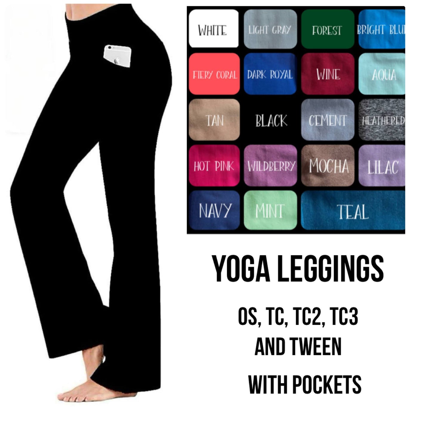 SO3B - Solid Color Yoga Leggings with Front Pockets - Preorder ETA: Late Dec