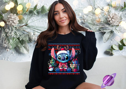 Stitch Reindeer Graphic Tee - 2XL V Neck