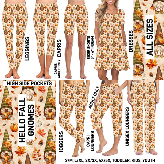 TG25 - Hello Fall Gnomes Biker/Capris/Leggings with High Side Pockets - Preorder ETA: Late Oct