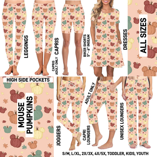 TG25 - Mouse Pumpkins Biker/Capris/Leggings with High Side Pockets - Preorder ETA: Late Oct