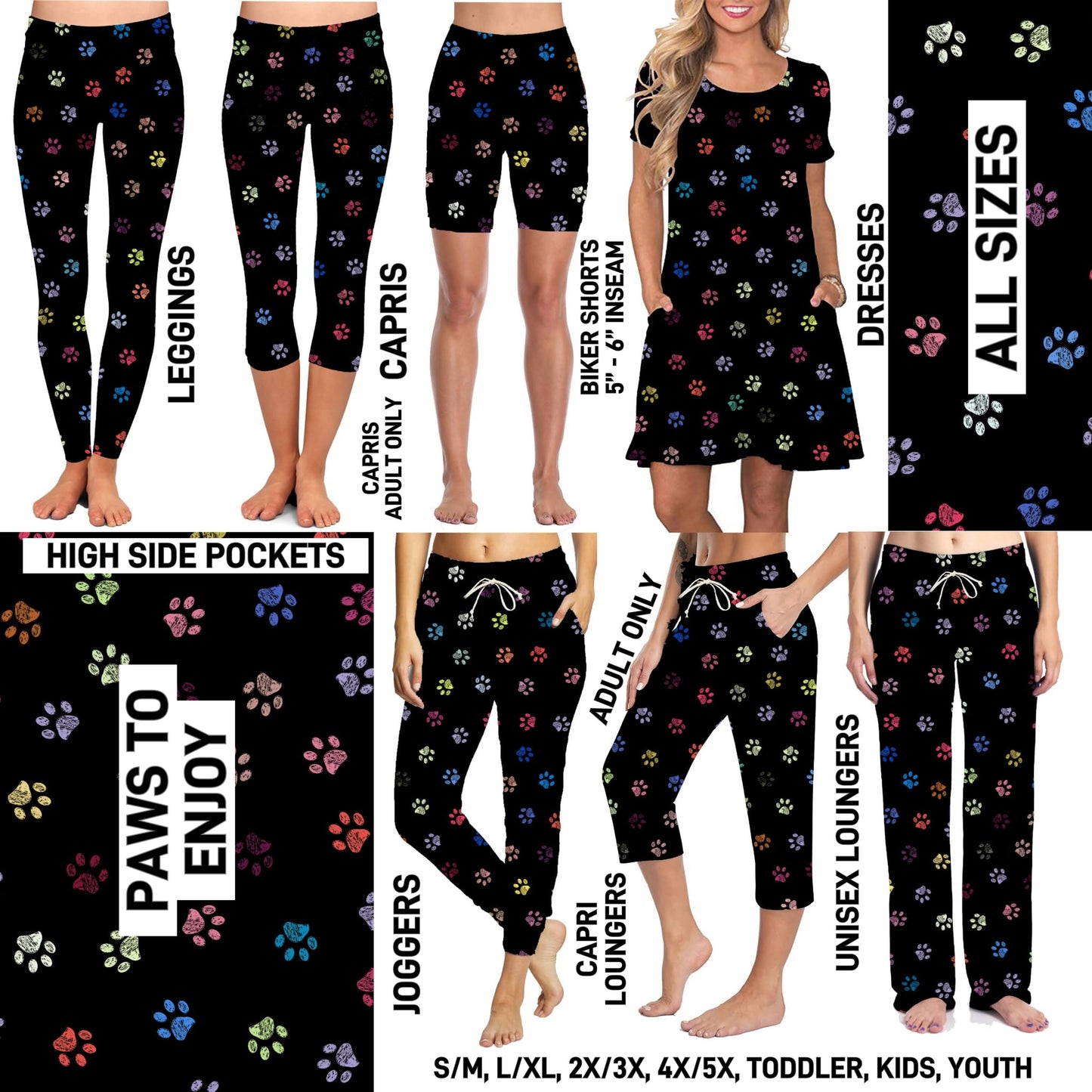 TG25 - Paws to Enjoy Biker/Capris/Leggings with High Side Pockets - Preorder ETA: Late Oct