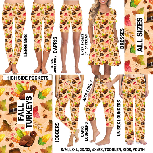 TG25 - Fall Turkeys Short Sleeve Pocket Dress - Preorder ETA: Late Oct