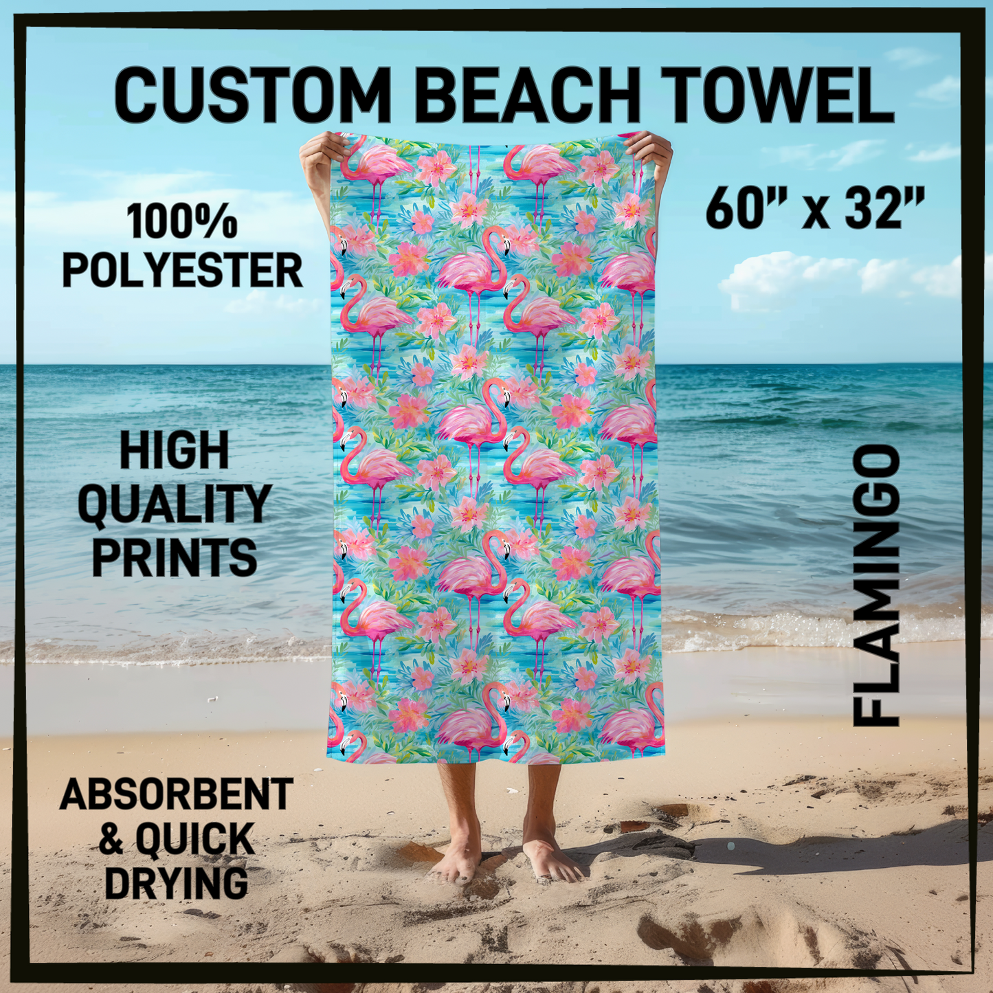 B9TW - Flamingo Beach Towel - Preorder Closing 6/2 ETA: Early August