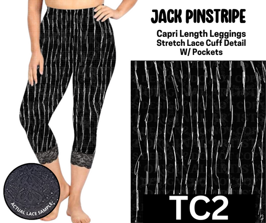 Jack Pinstripe Lace Cuff Capris w/ Pockets