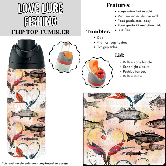 Love Lure Fishing Flip Top Tumbler