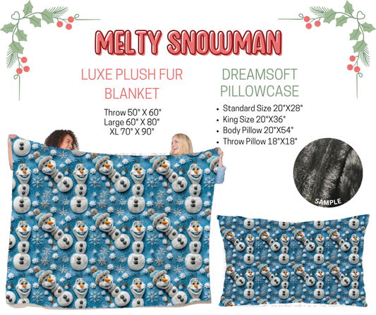 Preorder! Closes 9/3. ETA Dec. Melty Snowman Luxe Plush Fur Blanket and/or DreamSoft Pillowcase