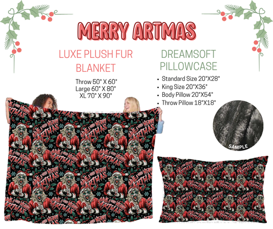 Preorder! Closes 9/3. ETA Dec. Merry Artmas Luxe Plush Fur Blanket and/or DreamSoft Pillowcase
