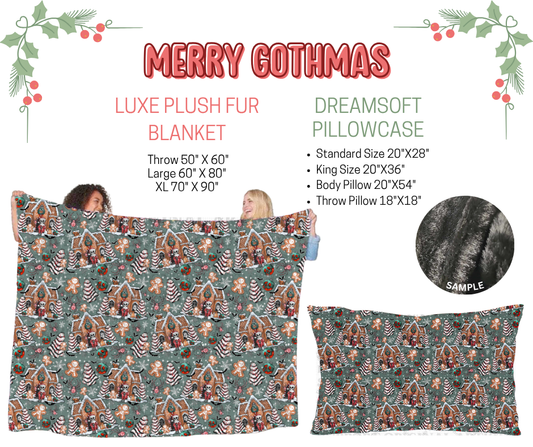 Preorder! Closes 9/3. ETA Dec. Merry Gothmas Luxe Plush Fur Blanket and/or DreamSoft Pillowcase