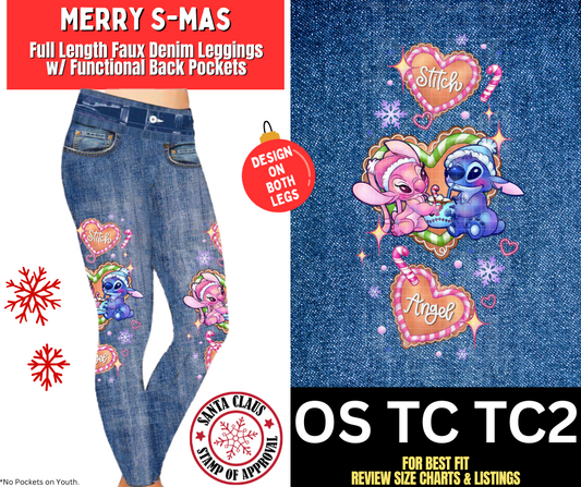 Merry S-mas Full Length Faux Denim w/ Side Leg Designs