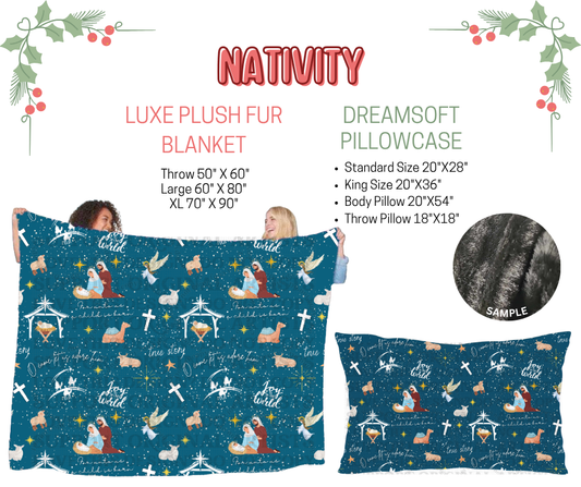 Preorder! Closes 9/3. ETA Dec. Nativity Luxe Plush Fur Blanket and/or DreamSoft Pillowcase